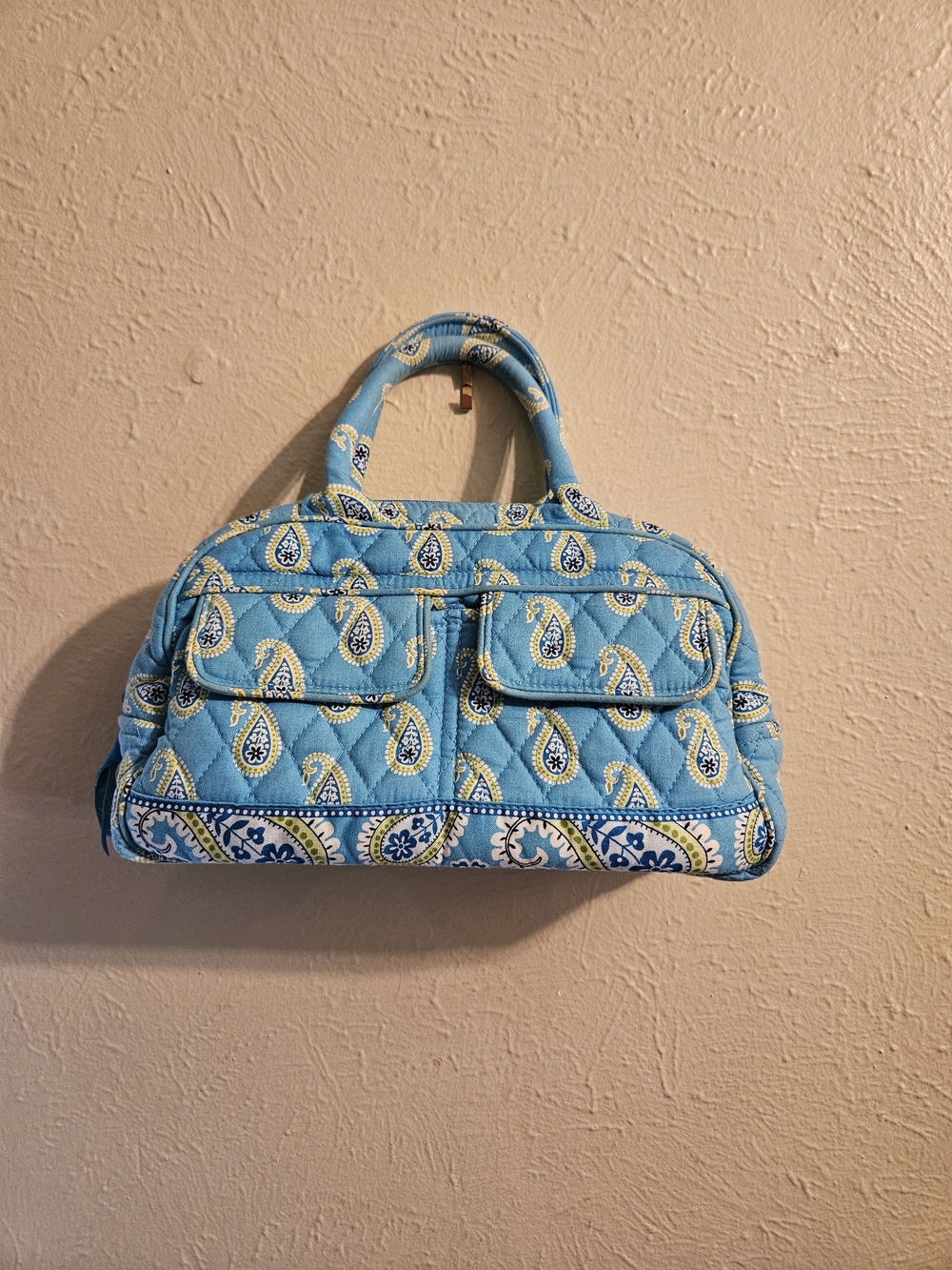 Vera Bradley Retired Blue Bermuda Light Blue Quilted Paisley Satchel Bag